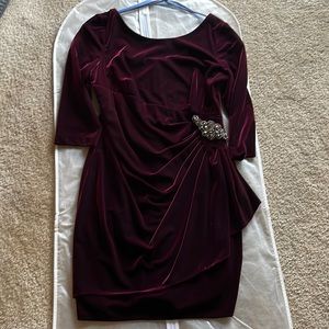 Alex Evenings Size 14 Maroon velvet dress